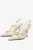 Buckle Patent Pointed Toe Sling Back Court Shoes - Nude sold by Floralkini