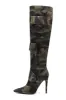Multi Pocket Detail Pointed Toe Stiletto Heel Knee High Long Boot - Camo Print sold by Floralkini