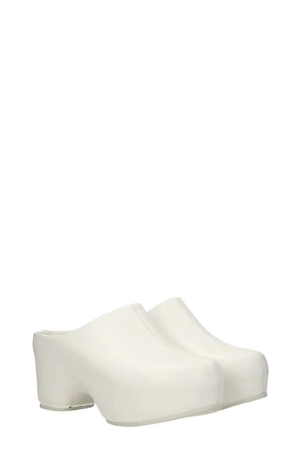 Faux Leather Sling Back Slip On Curved Platform Clogs - White sold by Floralkini product image thumbnail 4