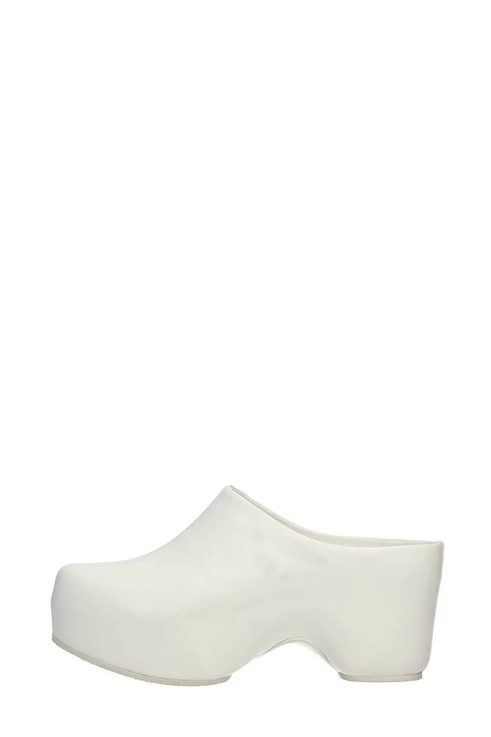 Faux Leather Sling Back Slip On Curved Platform Clogs - White sold by Floralkini