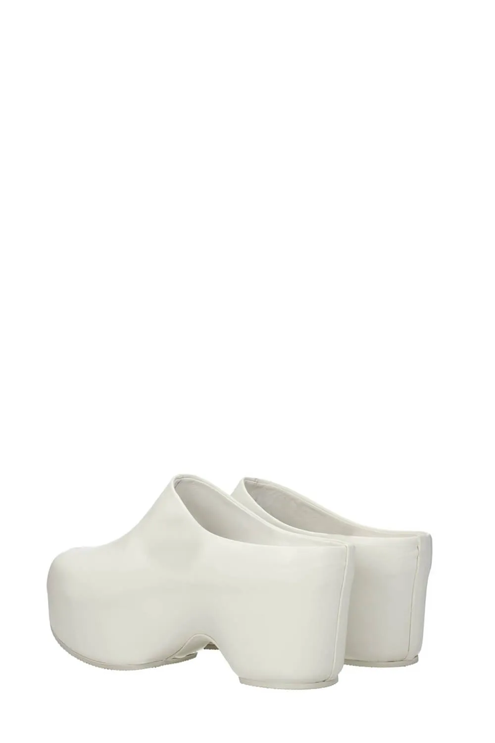 Faux Leather Sling Back Slip On Curved Platform Clogs - White sold by Floralkini product image thumbnail 3