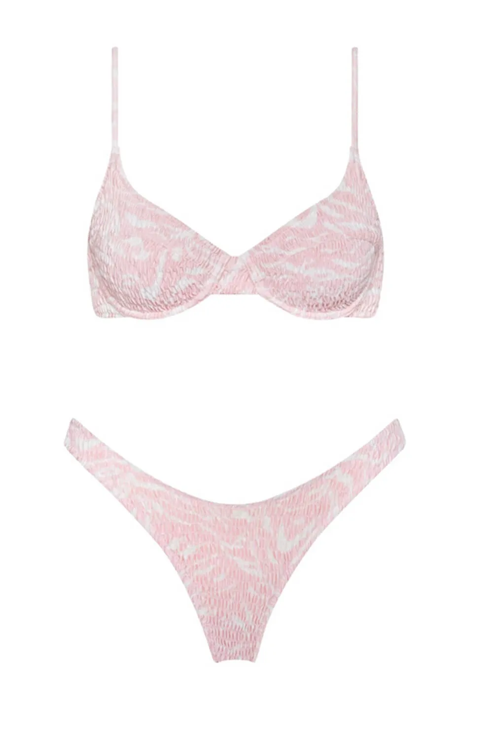 Pink Leopard Ruched High Leg Bikini Bottom sold by Floralkini product image thumbnail 5