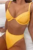 Yellow Rib High Waisted Bikini Bottom sold by Floralkini