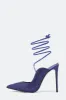 Crystal Embellished Lace Up Pointed Toe Court Stiletto Heel - Blue sold by Floralkini