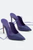 Crystal Embellished Lace Up Pointed Toe Court Stiletto Heel - Blue sold by Floralkini