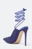 Crystal Embellished Lace Up Pointed Toe Court Stiletto Heel - Blue sold by Floralkini