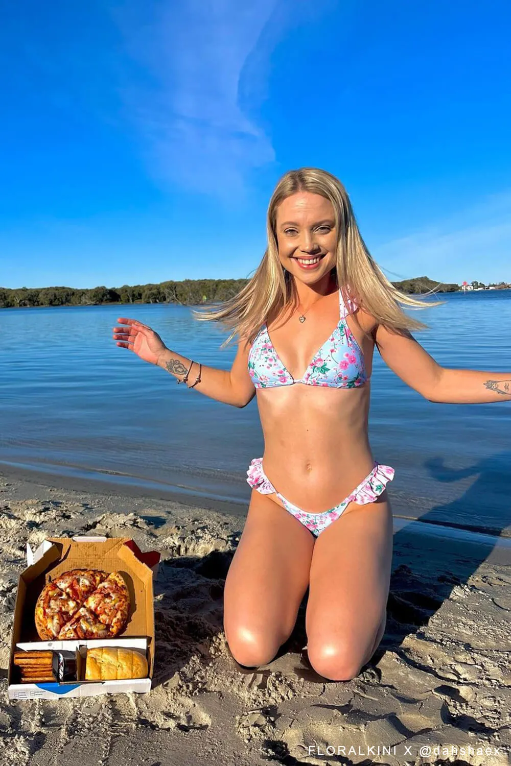 Floral Print Ruffled Tie-Back Triangle Bikini Set sold by Floralkini