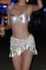 Metallic-Sheen Ruched Underwired Balconette Bikini Set With Knotted Ruffled Mini Skirt sold by Floralkini