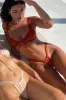 Ruched Tie Front Bikini Set - Rust sold by Floralkini