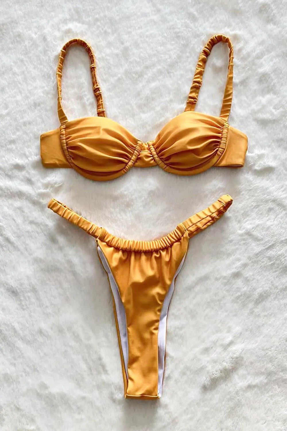 Amber Ruched Underwire High Leg Bikini Set sold by Floralkini product image thumbnail 5