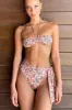 Floral Bandeau Ruched Halterneck High-Waist Bikini Set sold by Floralkini
