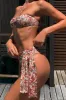 Floral Bandeau Ruched Halterneck High-Waist Bikini Set sold by Floralkini