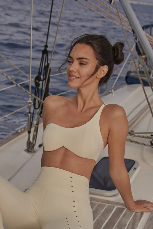 Asymmetrical One Shoulder Contour Bra - Beige sold by Floralkini