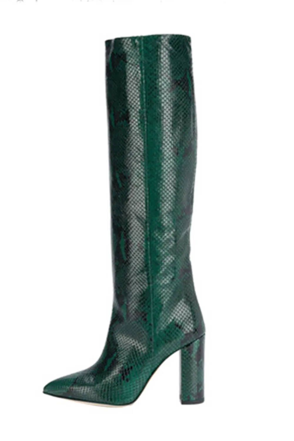 Python Effect Knee High Boots - Green sold by Floralkini