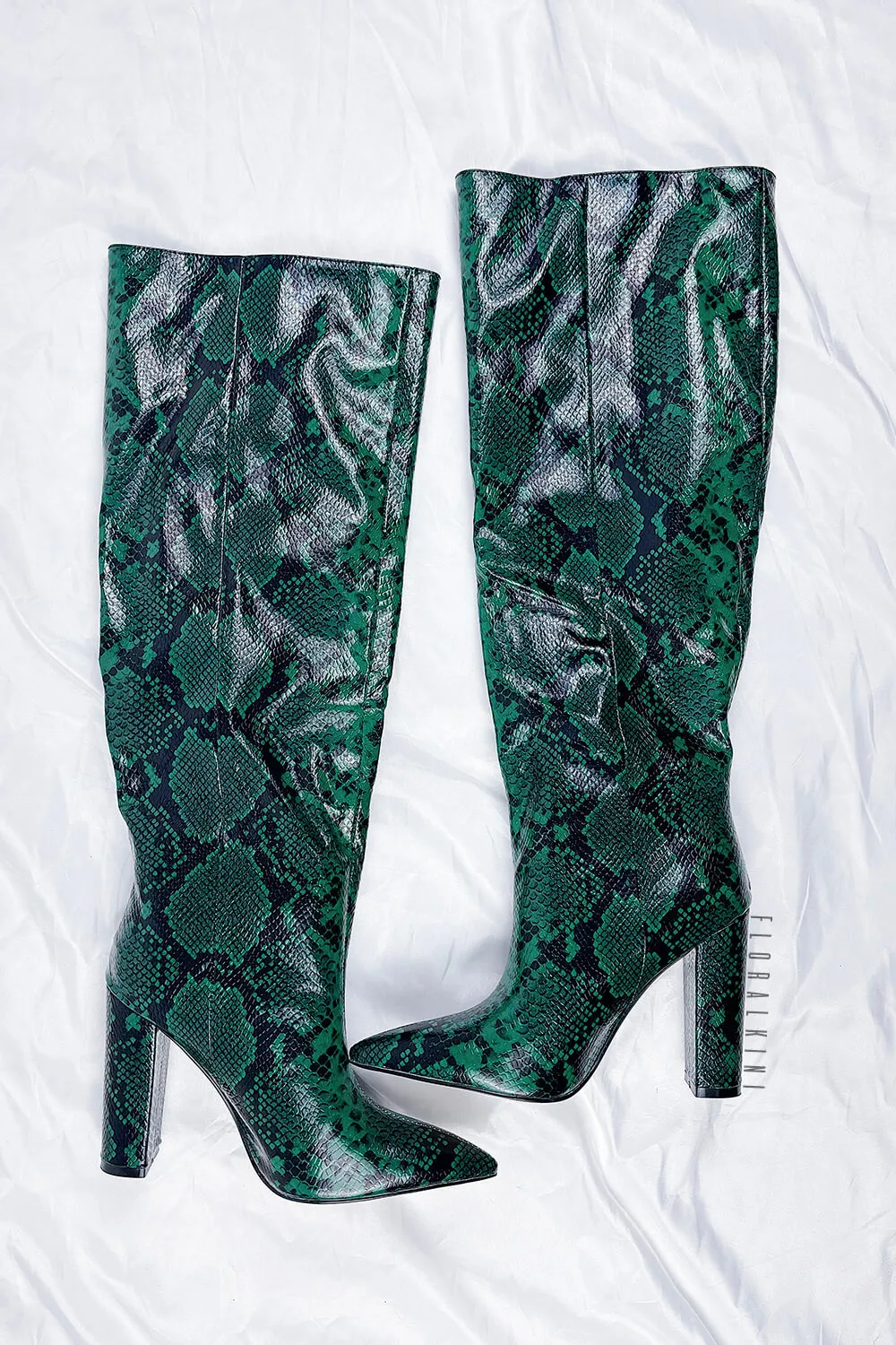 Python Effect Knee High Boots - Green sold by Floralkini product image thumbnail 3