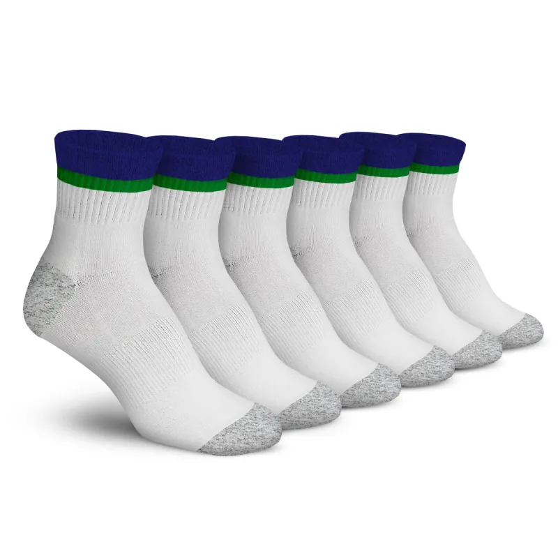 Stripe Ankle 3 Pack - White / Green / Navy sold by Foot Cardigan