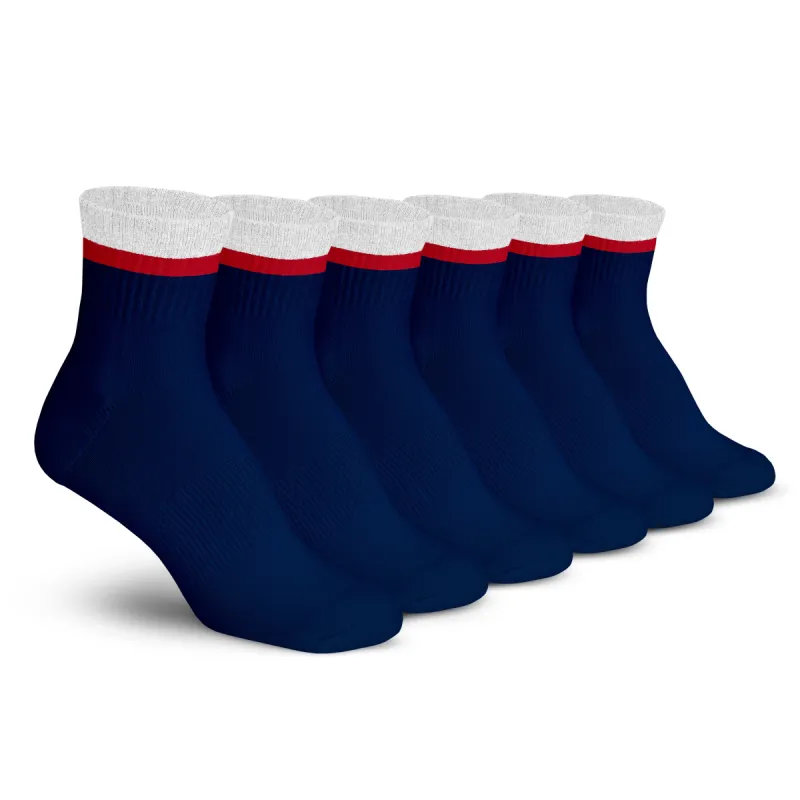 Stripe Ankle 3 Pack - Navy / Red / White sold by Foot Cardigan