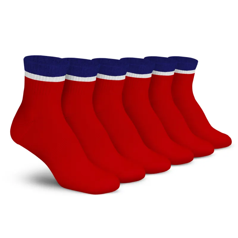 Stripe Ankle 3 Pack - Red / White / Navy sold by Foot Cardigan