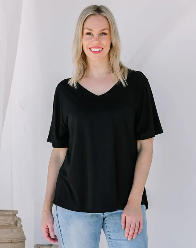 V Neck Tee - Black sold by Freez