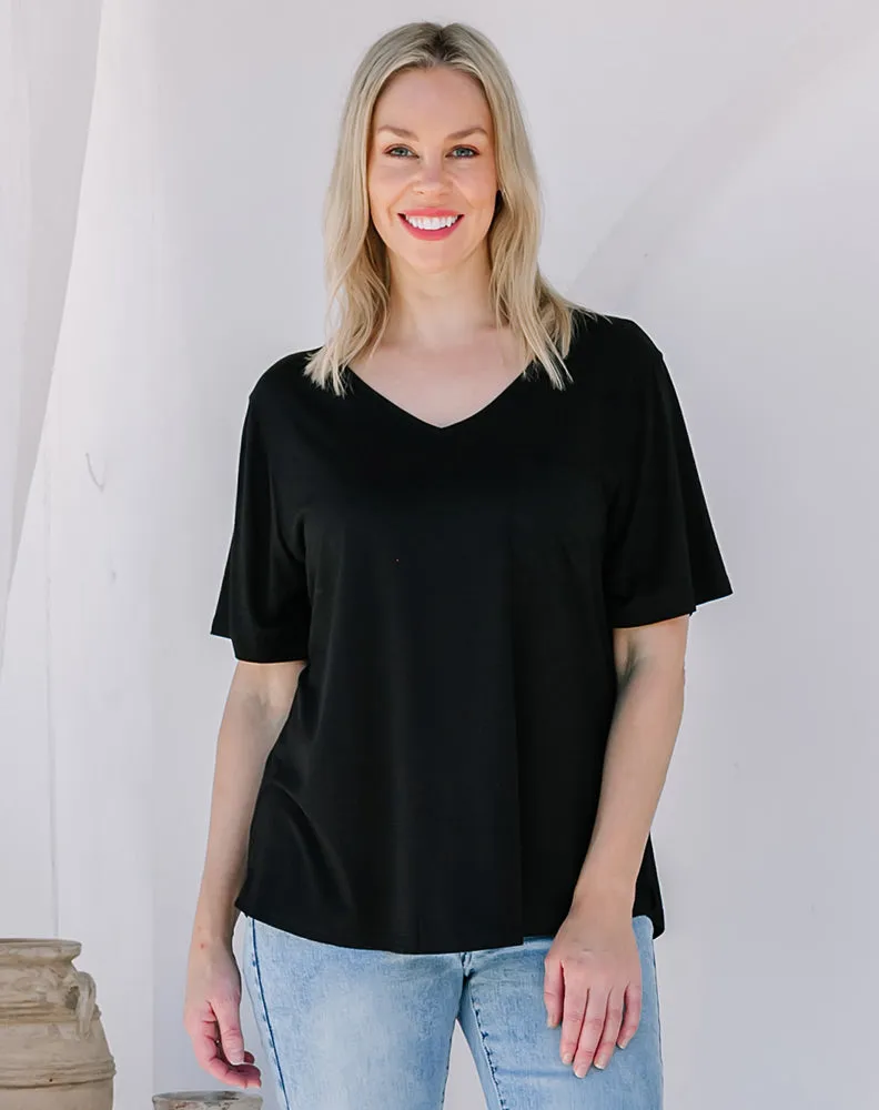 V Neck Tee - Black sold by Freez