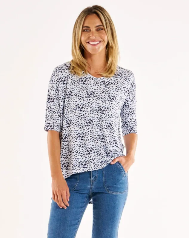 Brielle Bamboo V-Neck Tee - Snow Leopard sold by Freez
