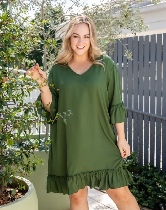 Shift Dress - Olive sold by Freez