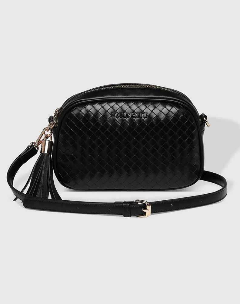 Jacinta Woven Crossbody Bag - Black sold by Freez
