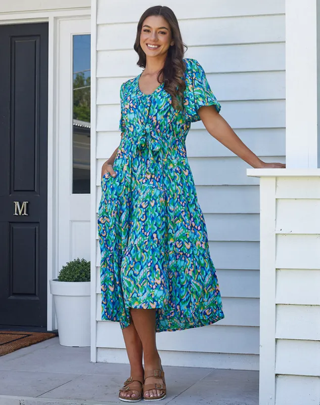 Cindy Dress - Blue Multi sold by Freez