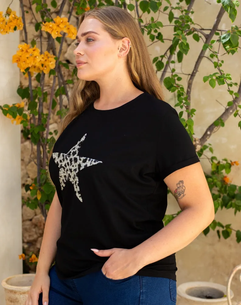Star Sequin Tee - Black sold by Freez product image thumbnail 5