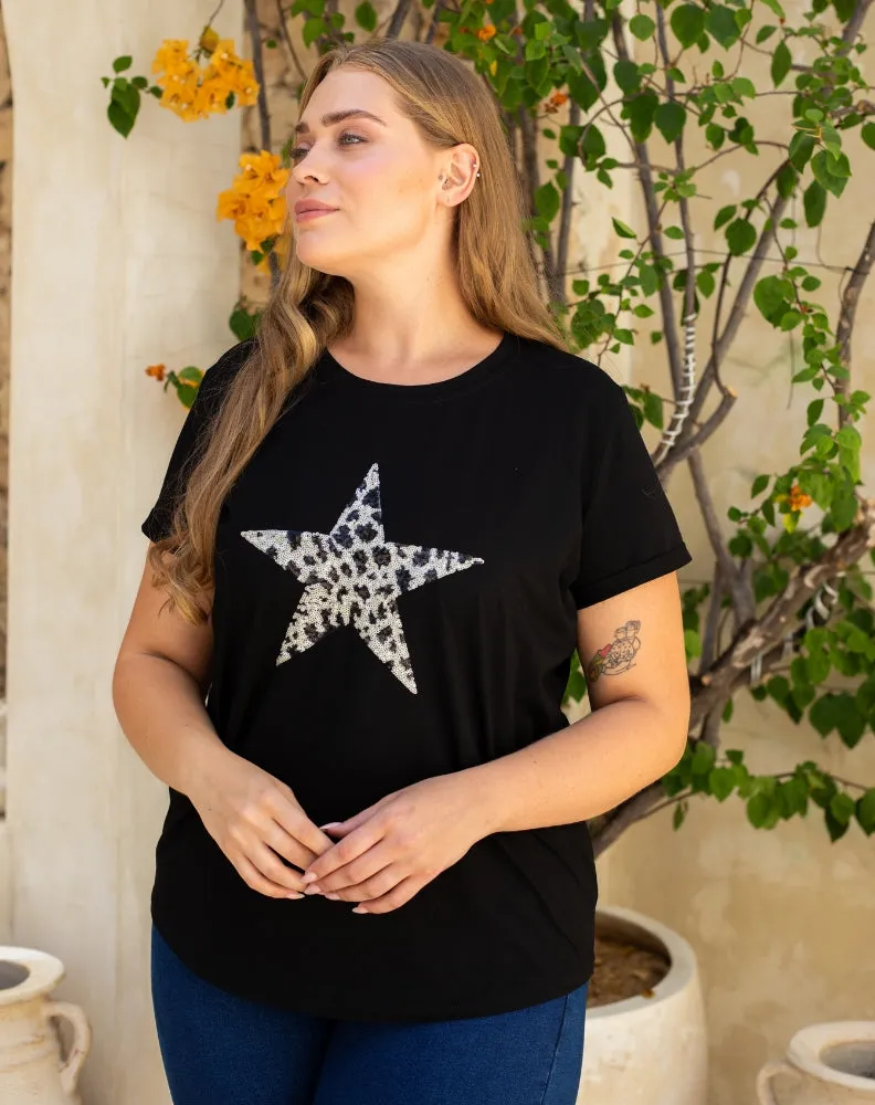 Star Sequin Tee - Black sold by Freez product image thumbnail 4