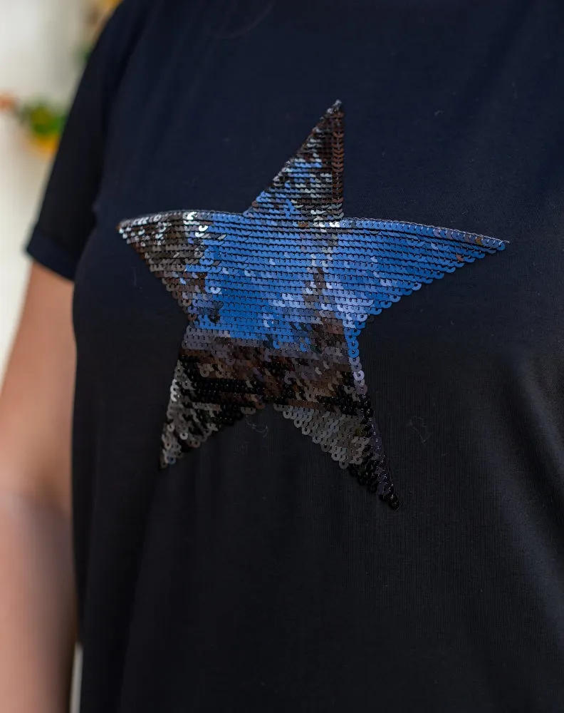 Star Sequin Tee - Black sold by Freez product image thumbnail 2
