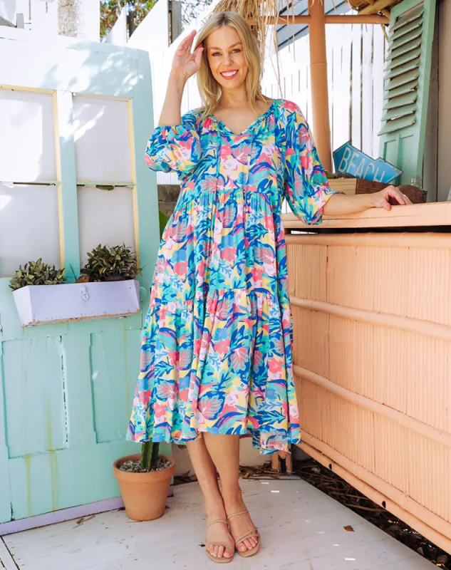 Jacinta Dress - Aqua/Floral sold by Freez