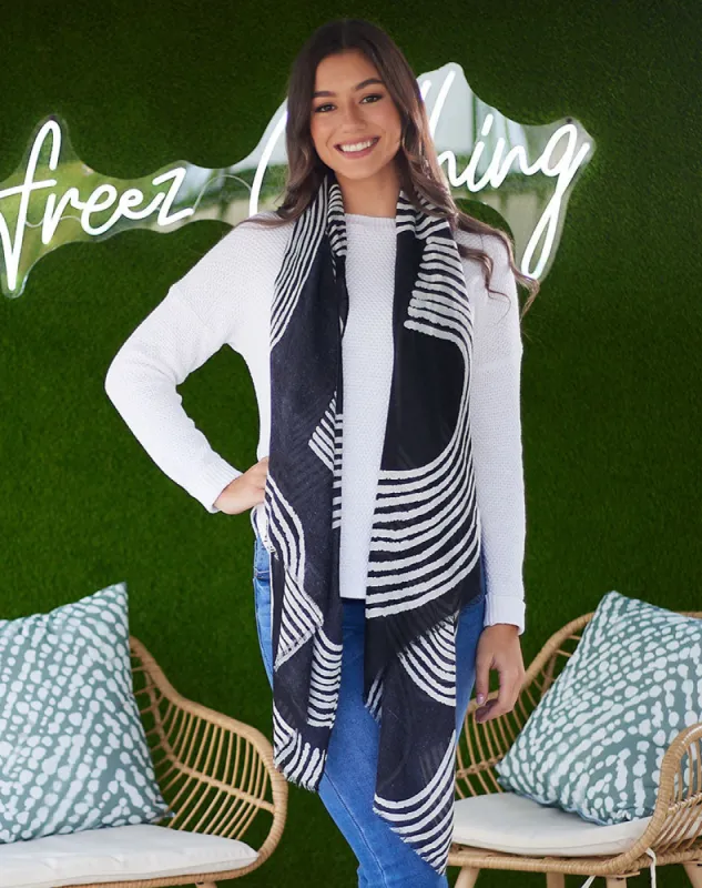 Black and White Rainbow Scarf sold by Freez