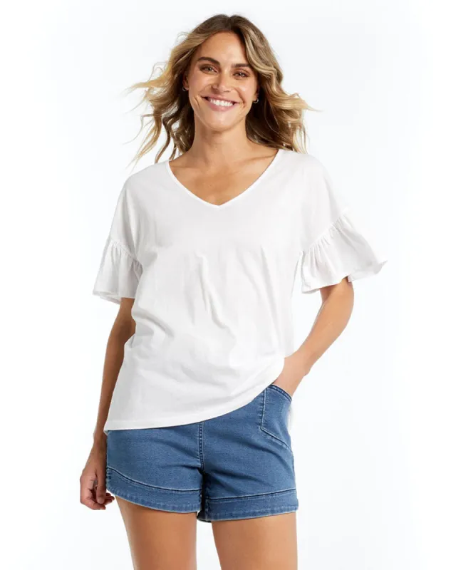 Alessi Frill Top - White sold by Freez