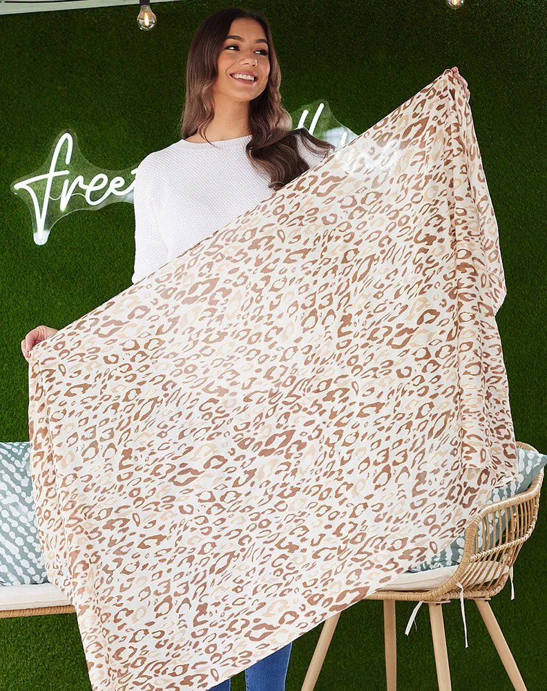 Tan Gold Print Scarf sold by Freez product image thumbnail 2