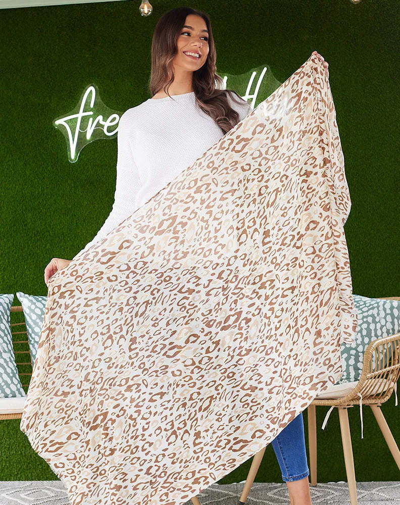 Tan Gold Print Scarf sold by Freez product image thumbnail 5