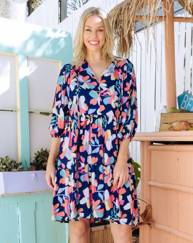 Polly Dress - Navy Floral made by Freez