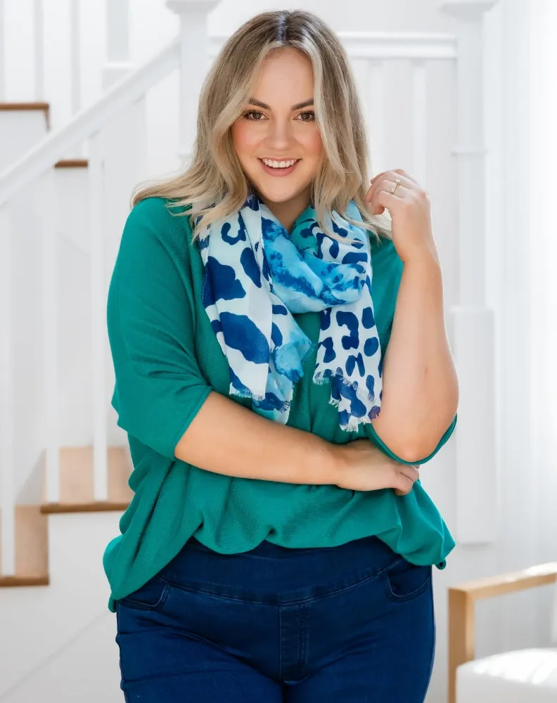 Print Scarf - Aqua Leopard sold by Freez product image thumbnail 4