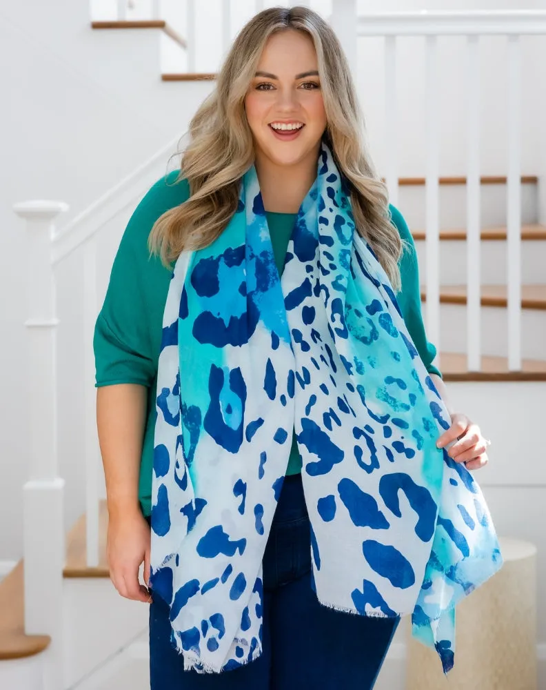 Print Scarf - Aqua Leopard sold by Freez