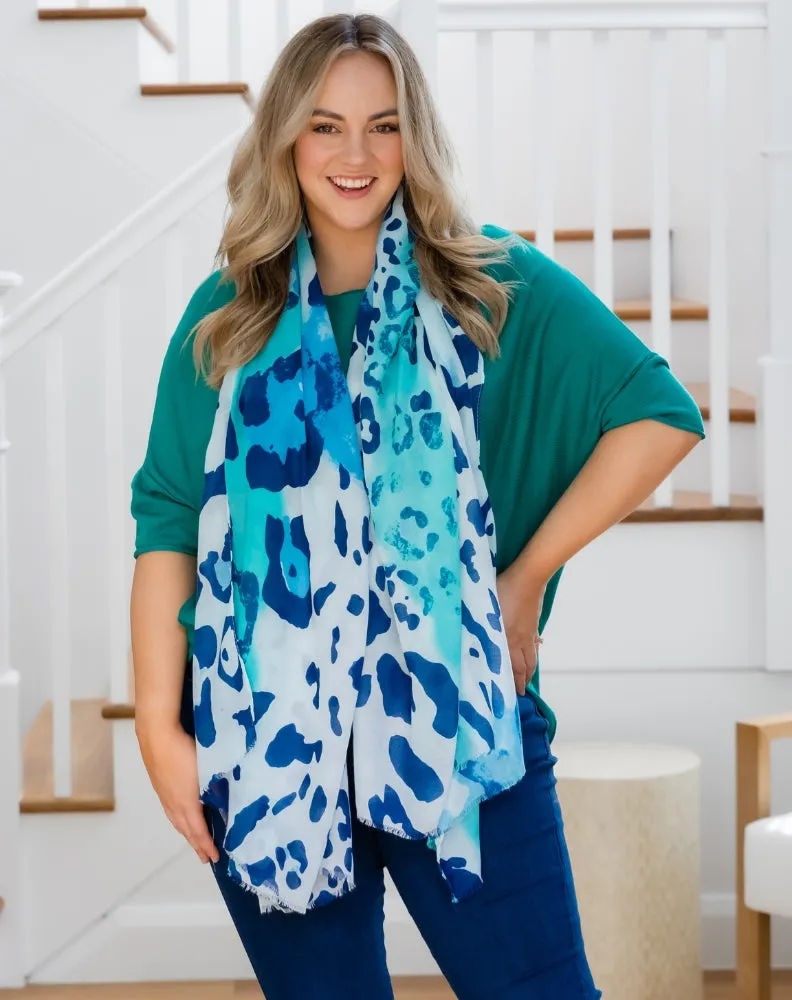 Print Scarf - Aqua Leopard sold by Freez product image thumbnail 5