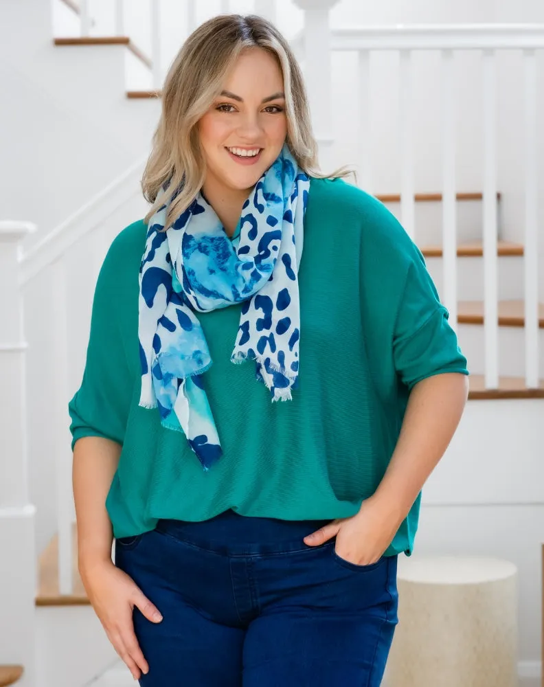 Print Scarf - Aqua Leopard sold by Freez product image thumbnail 3