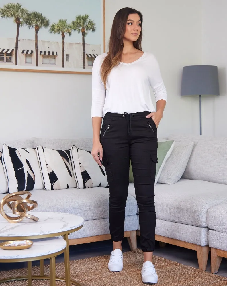 Black Cargo Jogger (Not PU) sold by Freez product image thumbnail 5