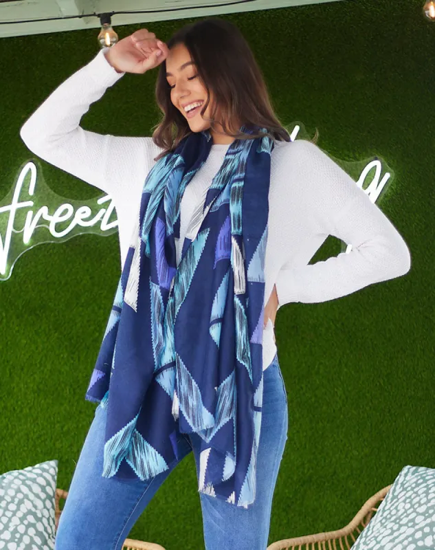 Blue Hues Print Scarf sold by Freez