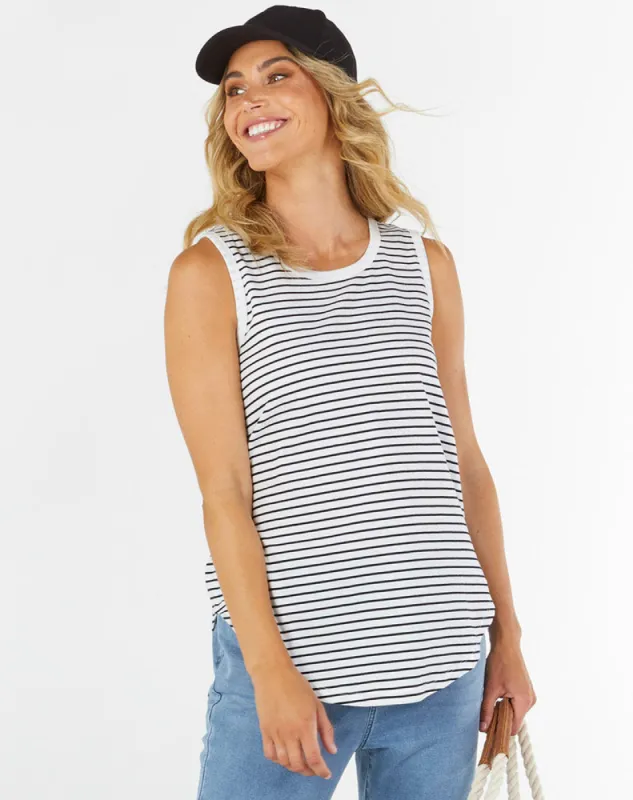Keira Tank - Jet Black Stripe sold by Freez