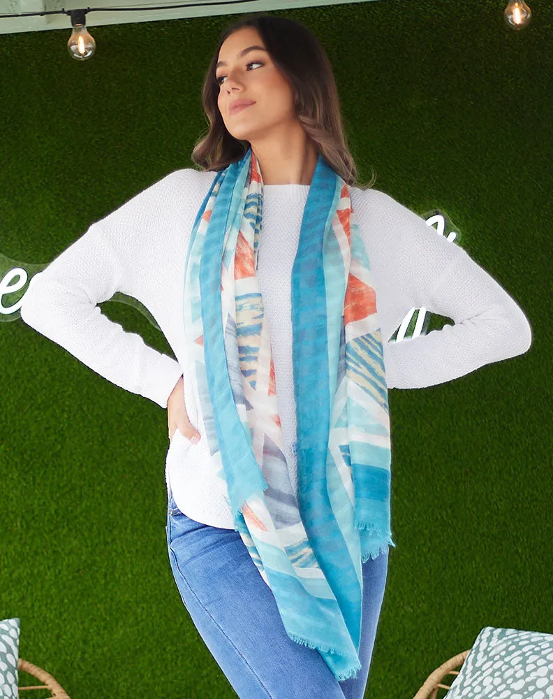 Azure Geo Scarf sold by Freez