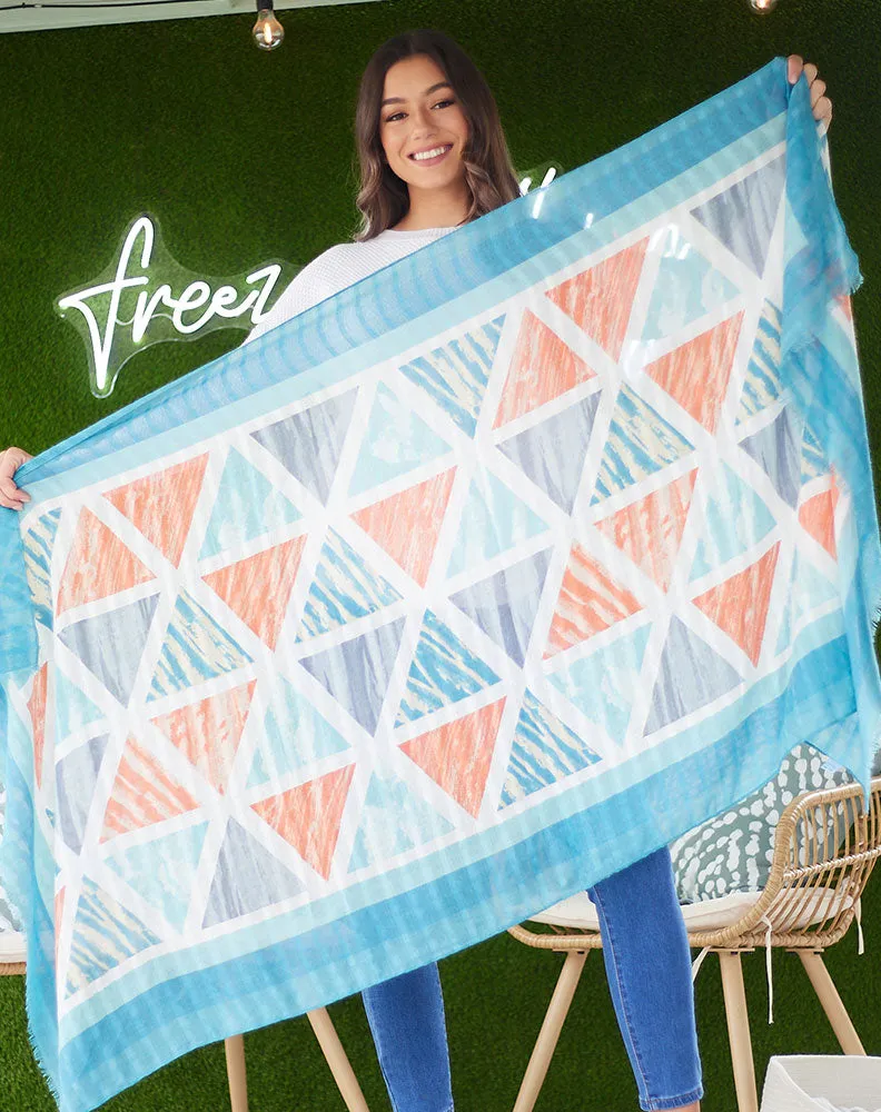 Azure Geo Scarf sold by Freez product image thumbnail 4