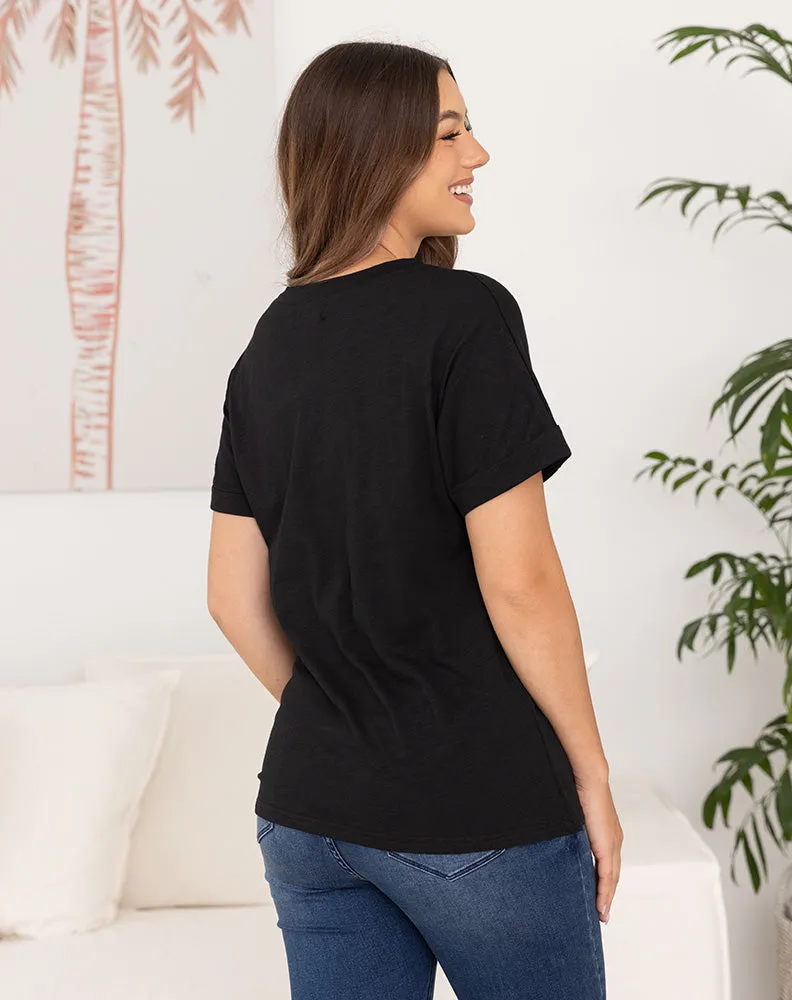 Cotton Roll Sleeve Tee -Black sold by Freez product image thumbnail 2