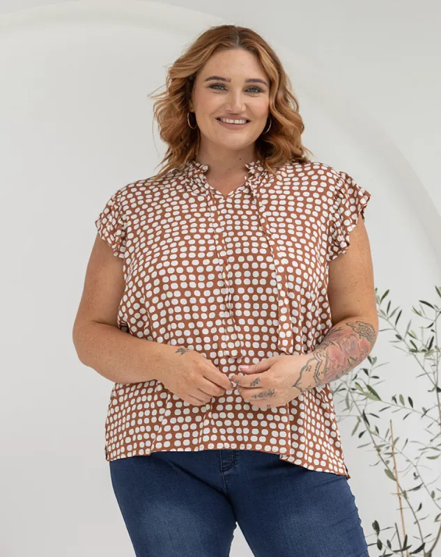 Jasmine Top - Tan/Spot sold by Freez