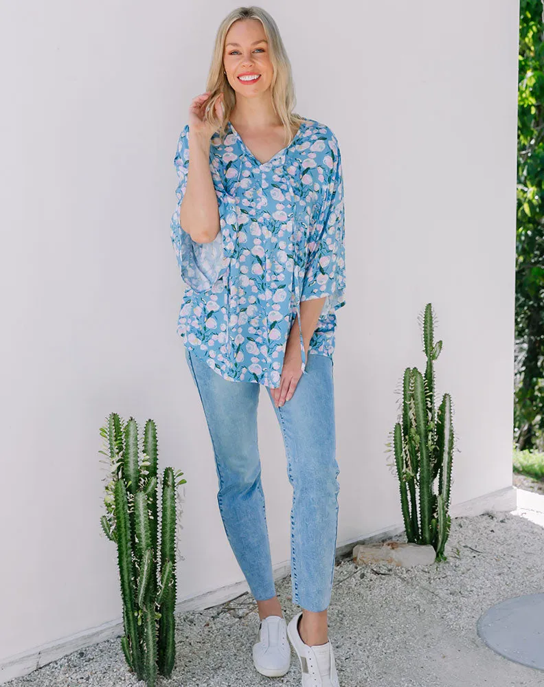 Boho Top - Blue/Floral sold by Freez product image thumbnail 2