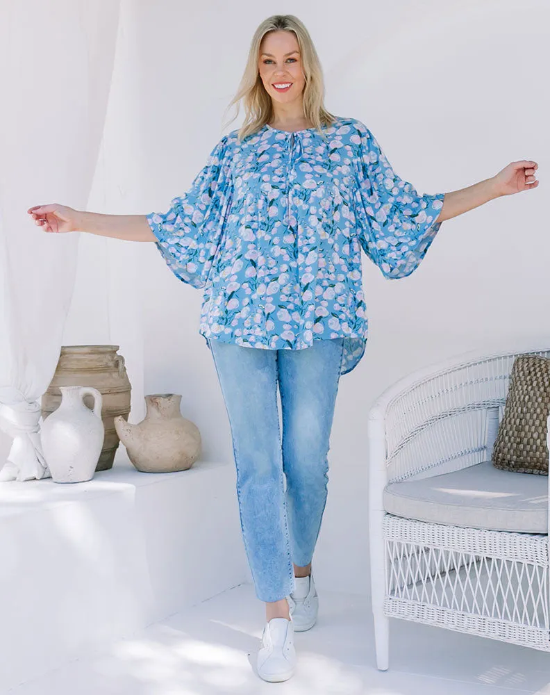 Boho Top - Blue/Floral sold by Freez product image thumbnail 3
